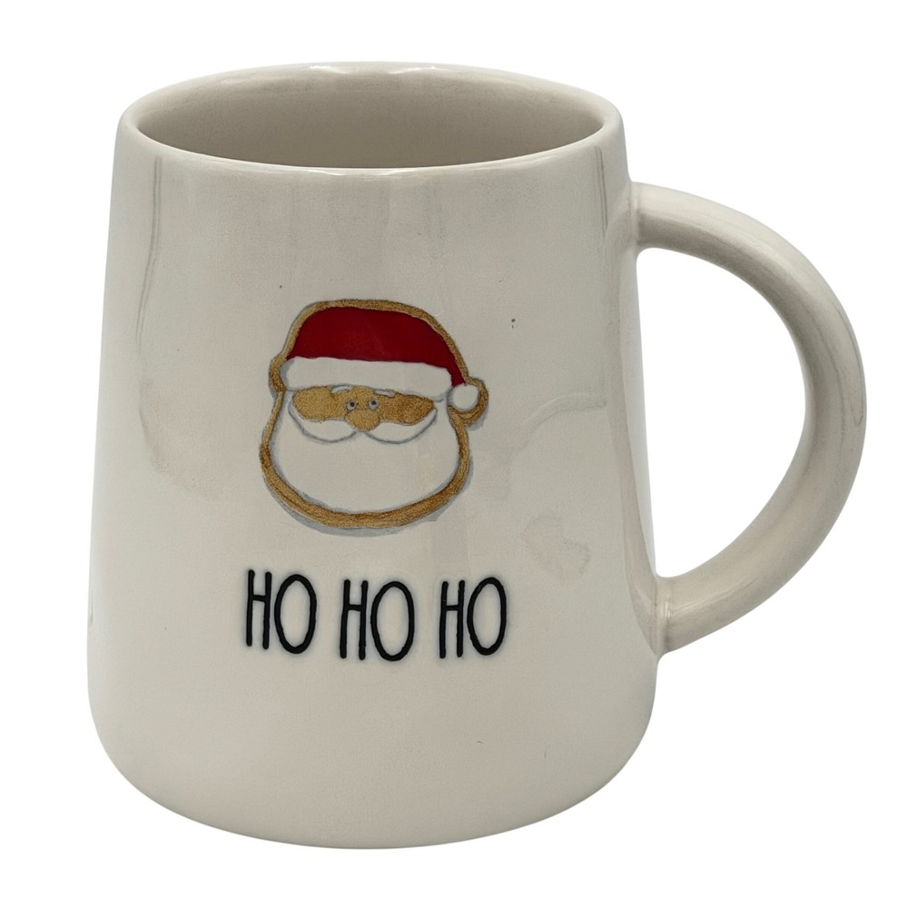 New Rae Dunn Santa Claus Face HO HO HO Ivory Christmas Coffee Artisan Mug Cup